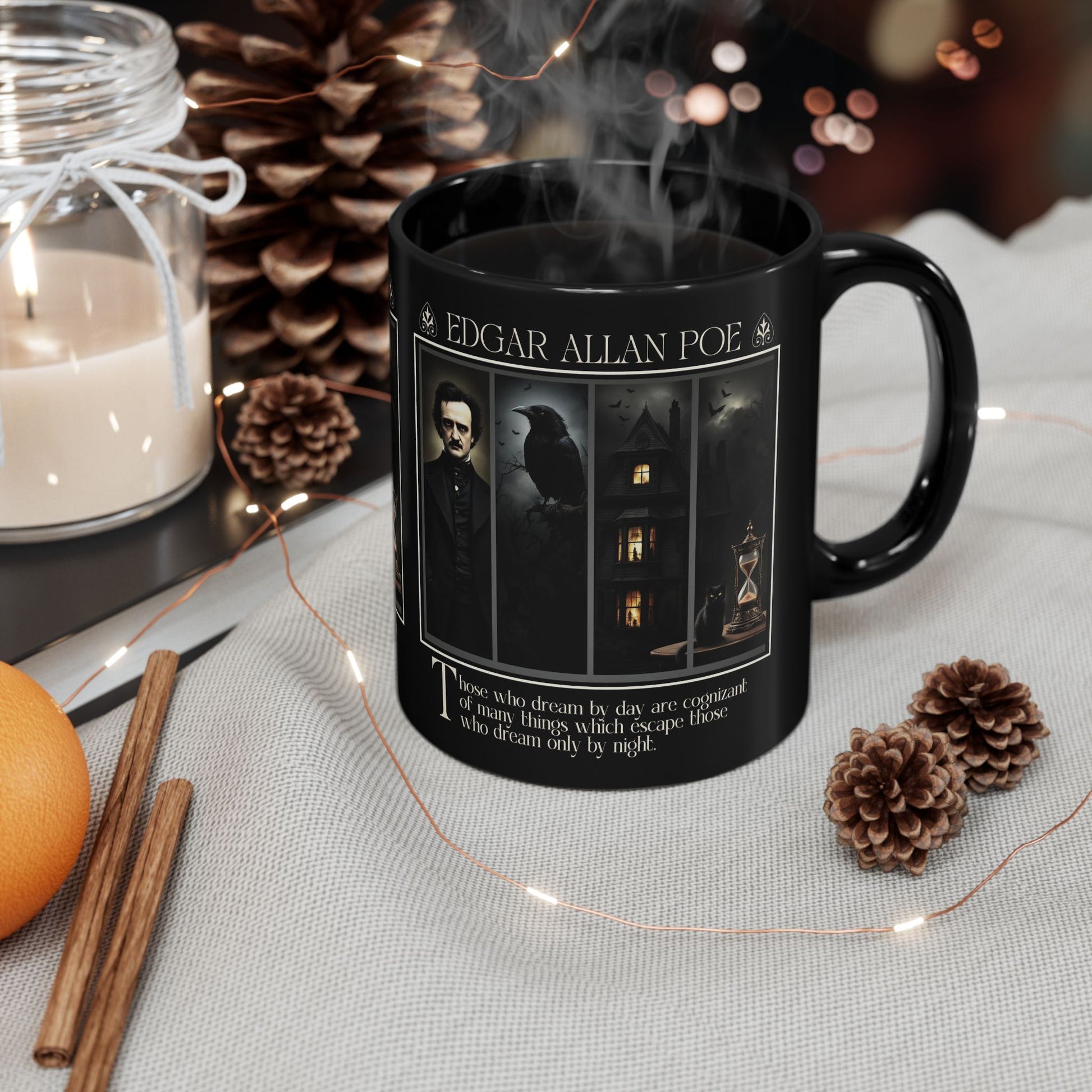 Edgar Allan Poe Mug Gothic Literary Gift For Book Lover Dark Academia Macabre Fall Coffee Cup Halloween Poetember Party Gift For Bookclub Mug Printify