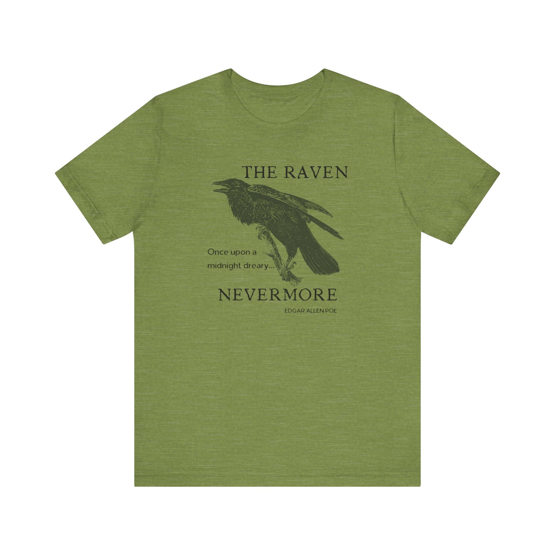 Halloween Vintage The Raven TShirt, Spooky Season Tee, Trick or Treating Shirt, Halloween Party T-Shirt, Edgar Allen Poe, Nevermore, Gothic T-Shirt Printify Heather Green XS 