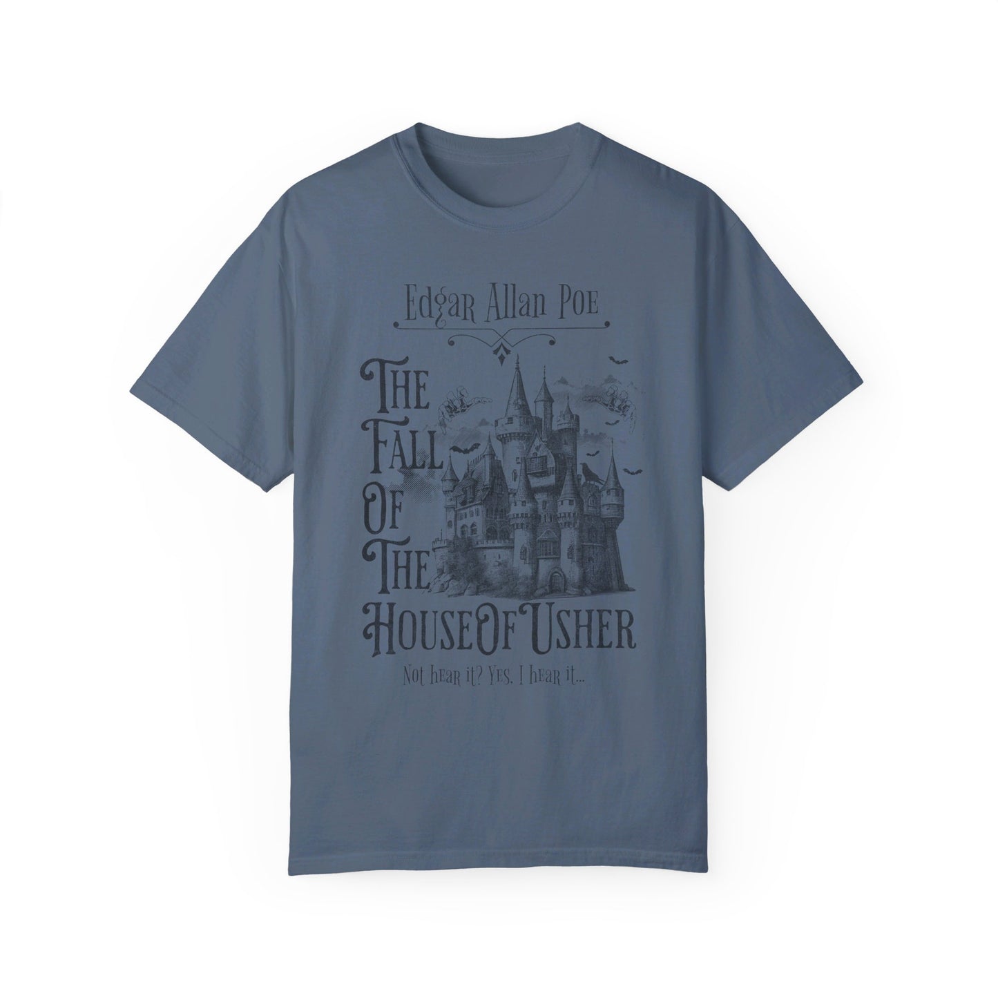 Edgar Allan Poe Shirt, The Fall of the House of Usher Tee, Book Lover Shirt, Halloween, Fall, Gothic, Light Academia, Comfort Colours TShirt T-Shirt Printify Blue Jean S 