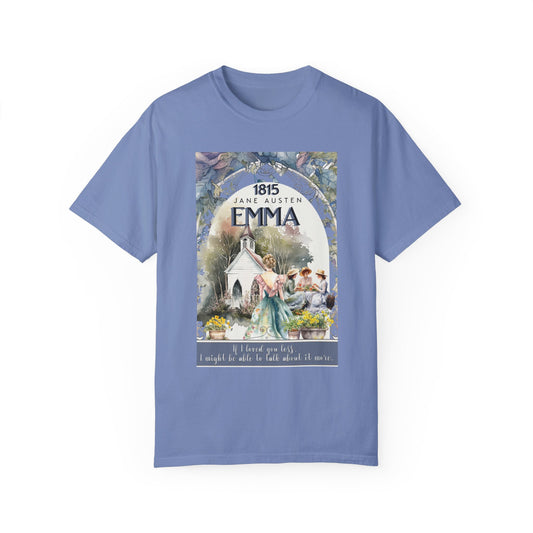 Jane Austen T-Shirt, Emma Historical Romance Comfort Colors, Bookish Literary Jane Austen Fan Art Gift for Her, Oversized Bookclub Shirt T-Shirt Printify Washed Denim S 