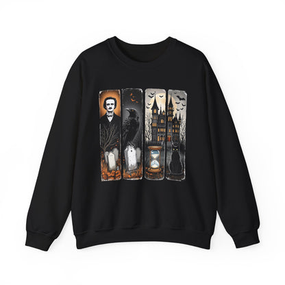 Edgar Allan Poe Sweatshirt The Raven Nevermore Gothic Horror Sweater Dark Academia Macabre Halloween Gift for Book Lovers Birthday Christmas Sweatshirt Printify Black S