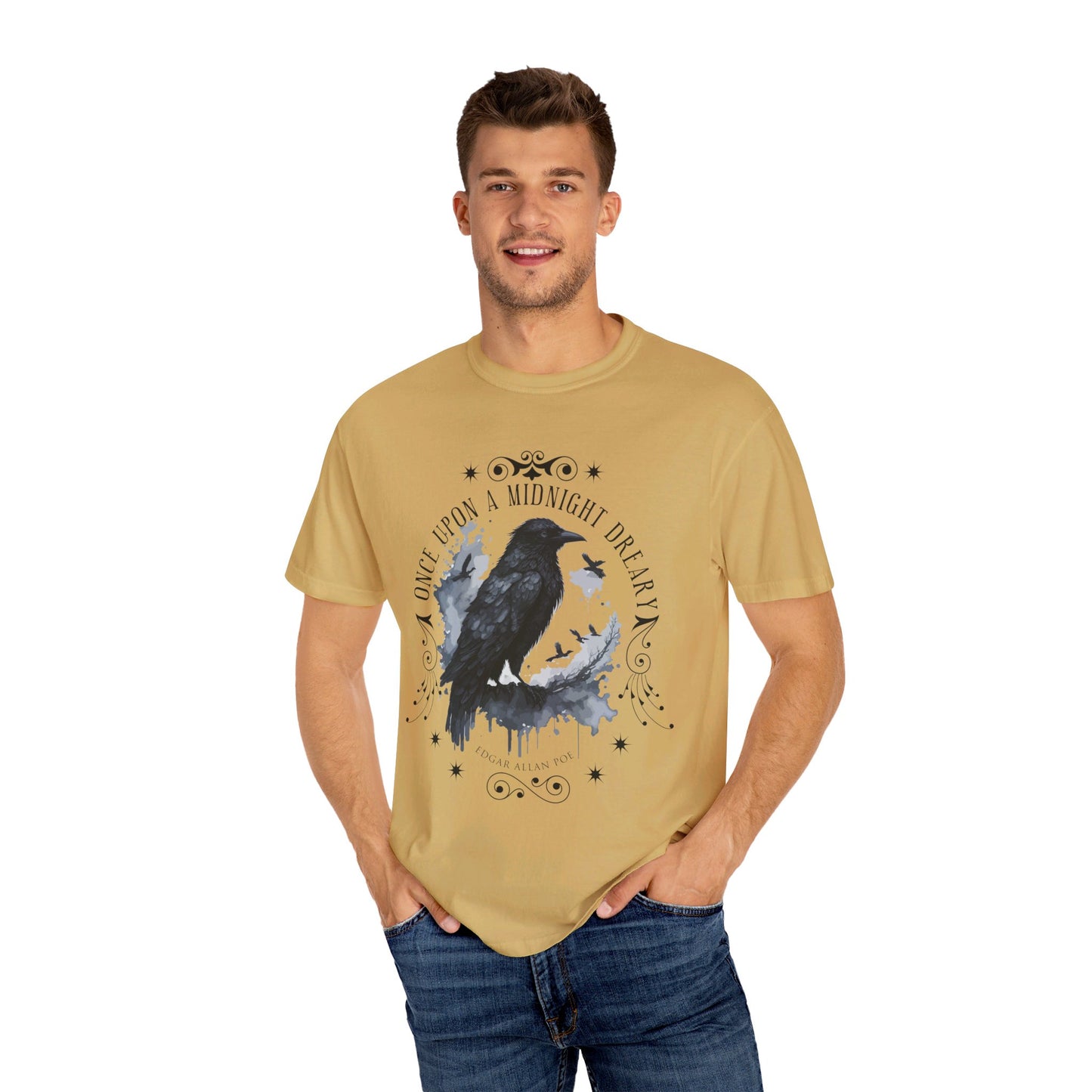 Edgar Allan Poe Shirt, The Raven Nevermore Poet, Poetry Lover Tee, Book, Reading Lover Shirt, Gothic, Light Academia Gifts, Comfort Colours T-Shirt Printify   