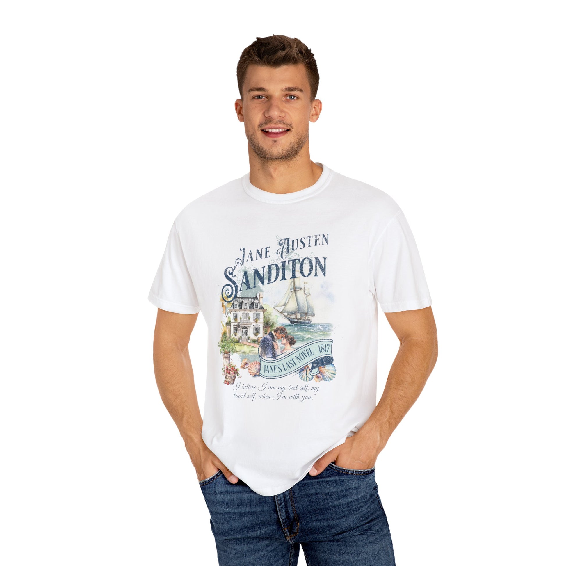 Sanditon Jane Austen Fan T-Shirt Historical Romance Reader Gift T-Shirt Printify   