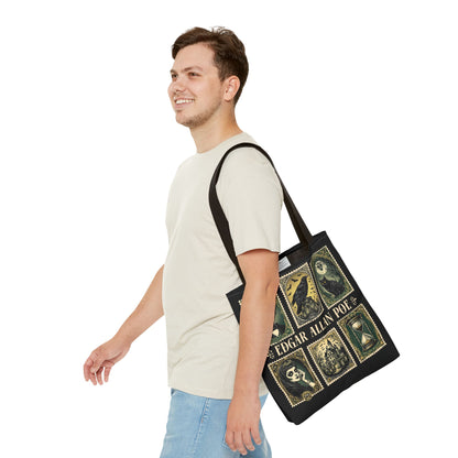 Edgar Allan Poe Tote Bag Gothic Literary Gift for Book Lover Dark Academia Macabre Accessory Halloween Tote Fall School Bag for Poetember Bags Printify