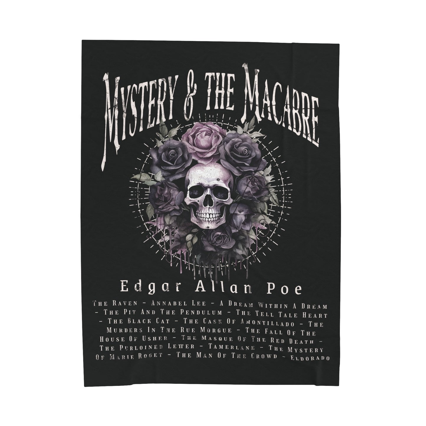 Edgar Allan Poe, Mystery & The Macbre Throw Blanket, Book Lover Reading Blanket, Gothic, Light, Dark Academia, Horror Movie Watching Blanket All Over Prints Printify 60" × 80"  