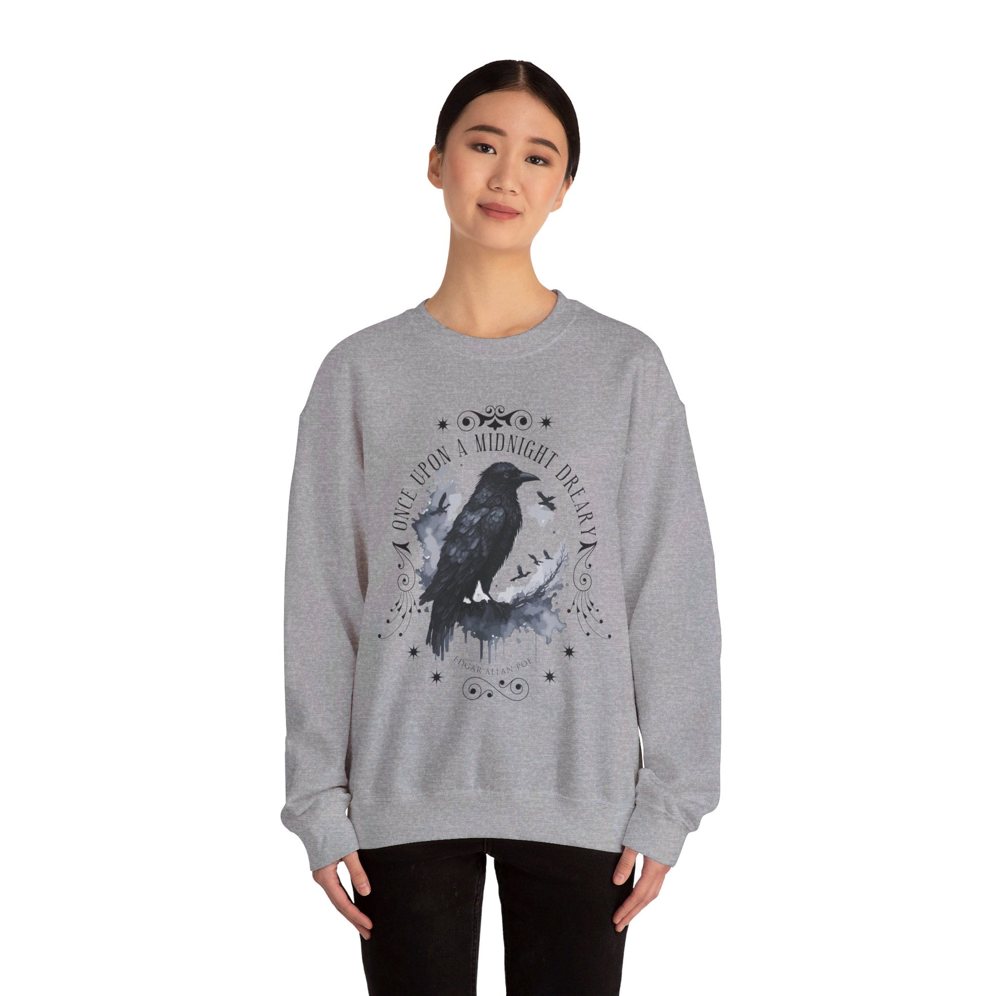 Edgar Allan Poe, The Raven Sweatshirt, Poet, Poetry Lover Sweater, Book Lover, Haunting Gothic Gift, Light, Dark Academia, Horror Movie Top Sweatshirt Printify   