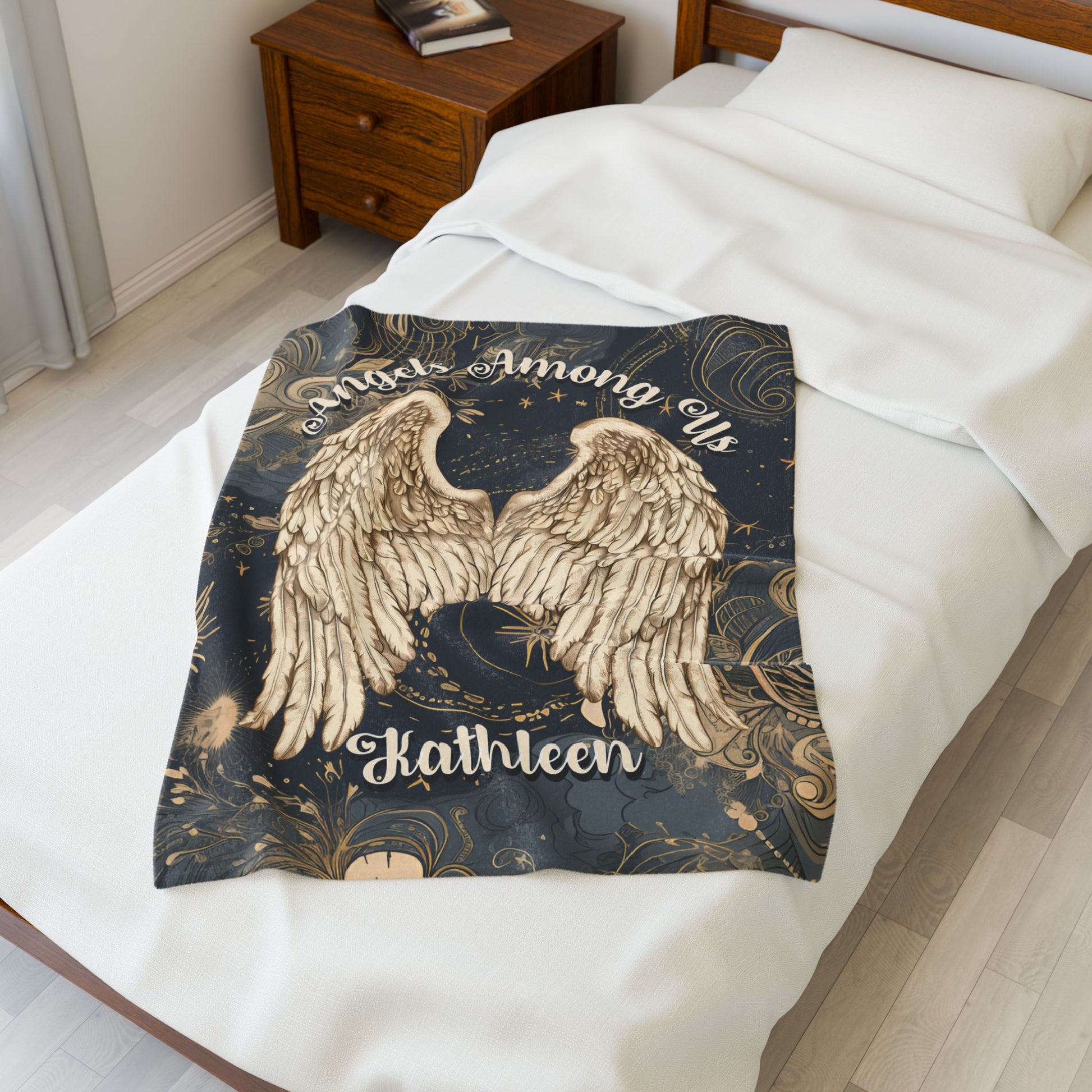 Custom Angel Wings Cuddle Plush Blanket Cozy Throw for Spiritual Gift for Birthday Christmas Gift for Mom or Best Girl Friends Angelic Love All Over Prints Printify