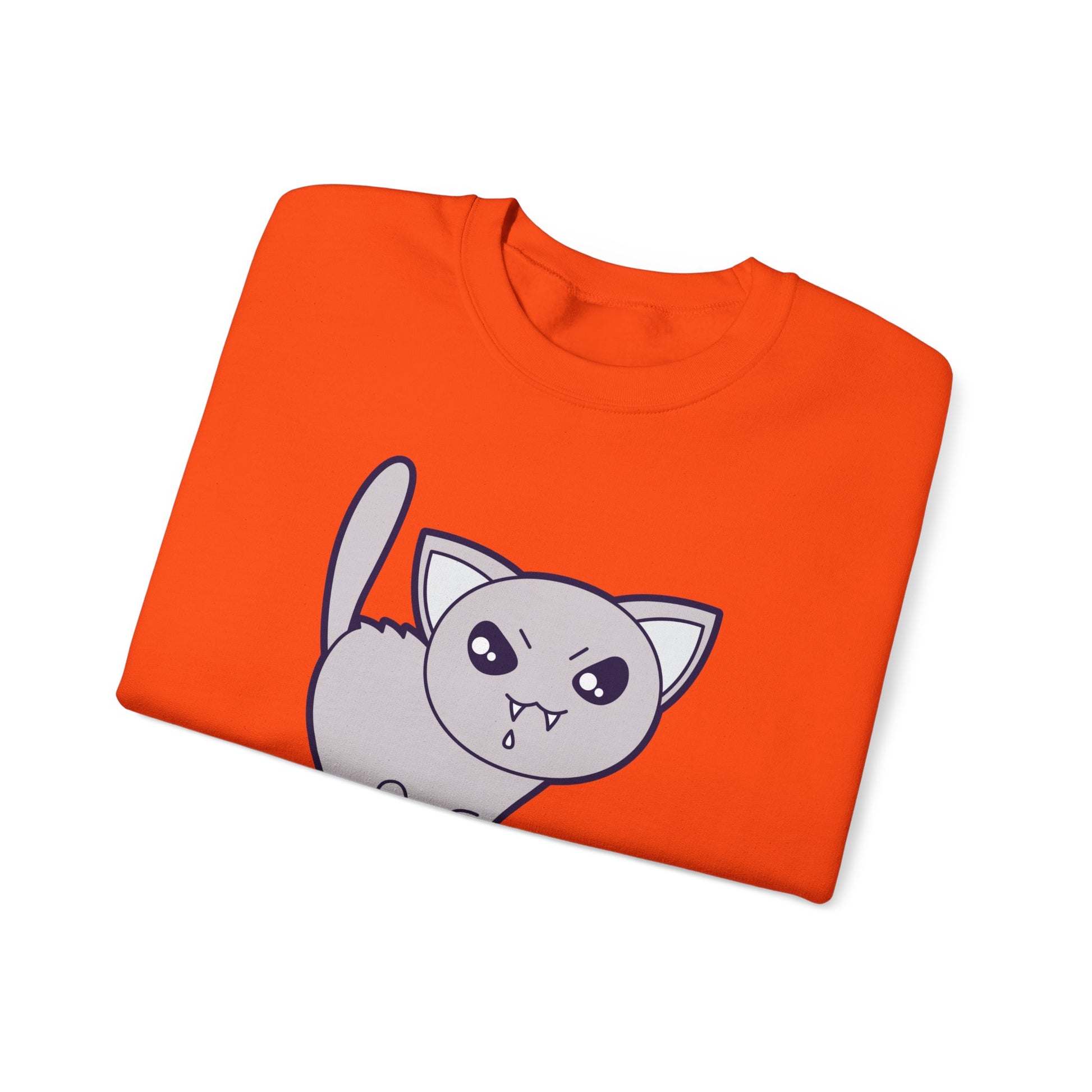 Cute Halloween Vampire Cat Sweatshirt, Trick or Treat Shirt, Spooky Ghost Season, Fun Halloween Fall, Festival Sweatshirt Sweatshirt Printify   