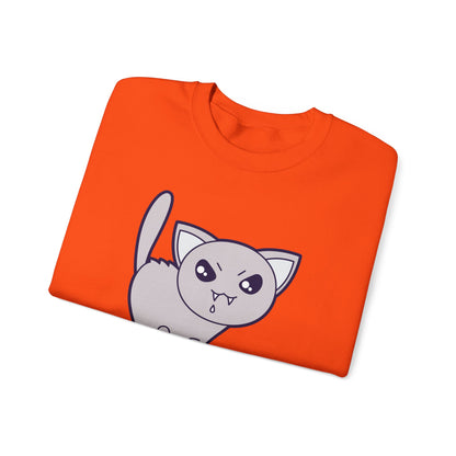 Cute Halloween Vampire Cat Sweatshirt, Trick or Treat Shirt, Spooky Ghost Season, Fun Halloween Fall, Festival Sweatshirt Sweatshirt Printify   