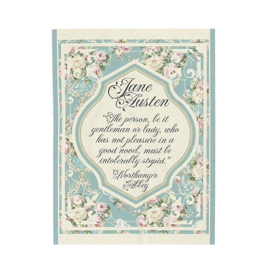 Jane Austen Quote Cozy Literary Velveteen Blanket - Perfect for Book Lovers, Gifts for Sisters, Home Decor, Reading Nook, Cozy Nights All Over Prints Printify 30" × 40"