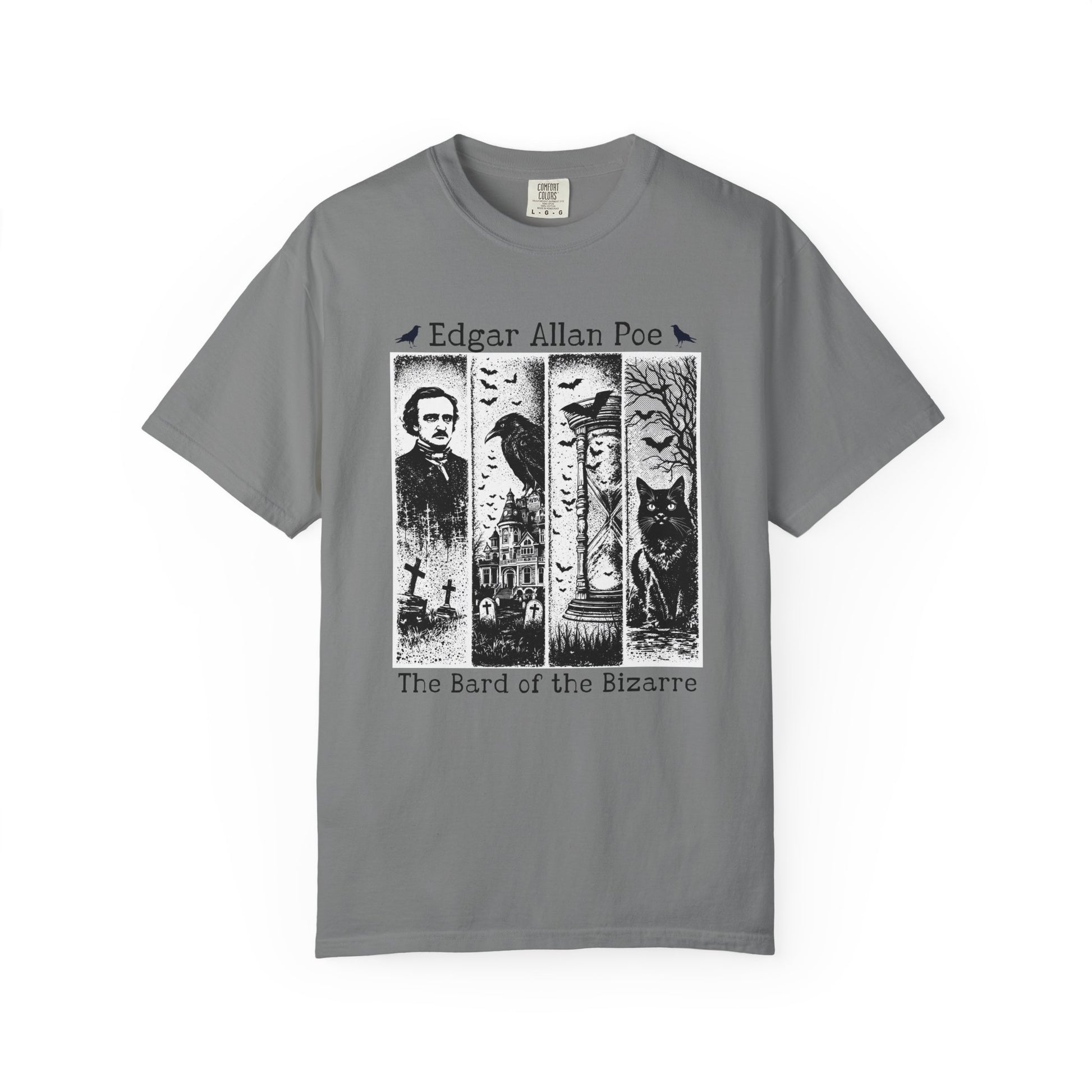 Edgar Allan Poe T-Shirt Gothic Graphic Tee The Raven Nevermore Quote Horror Literature Shirt Dark Academia Aesthetic Halloween Party Gift T-Shirt Printify Grey S