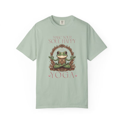 Pink Yoga Frog Make Your Soul Happy Unisex T-Shirt, Casual Wear, Highlander Fan Gift, T-Shirt Printify Bay S