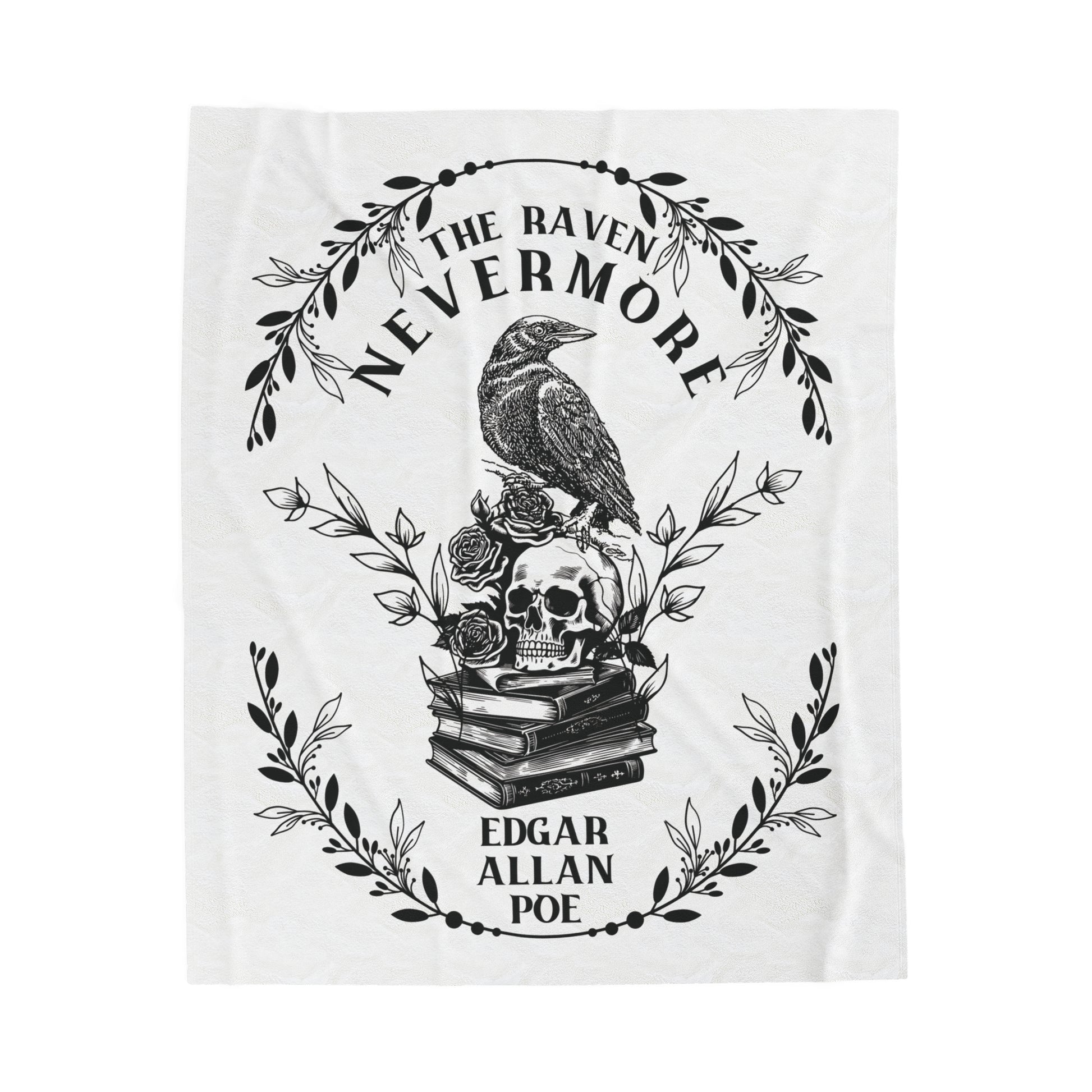 Edgar Allan Poe, Nevermore The Raven Throw Blanket, Book Lover Reading Blanket, Gothic, Light, Dark Academia, Horror Movie Watching Blanket All Over Prints Printify 50" × 60"  