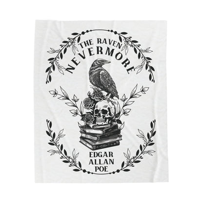 Edgar Allan Poe, Nevermore The Raven Throw Blanket, Book Lover Reading Blanket, Gothic, Light, Dark Academia, Horror Movie Watching Blanket All Over Prints Printify 50" × 60"  