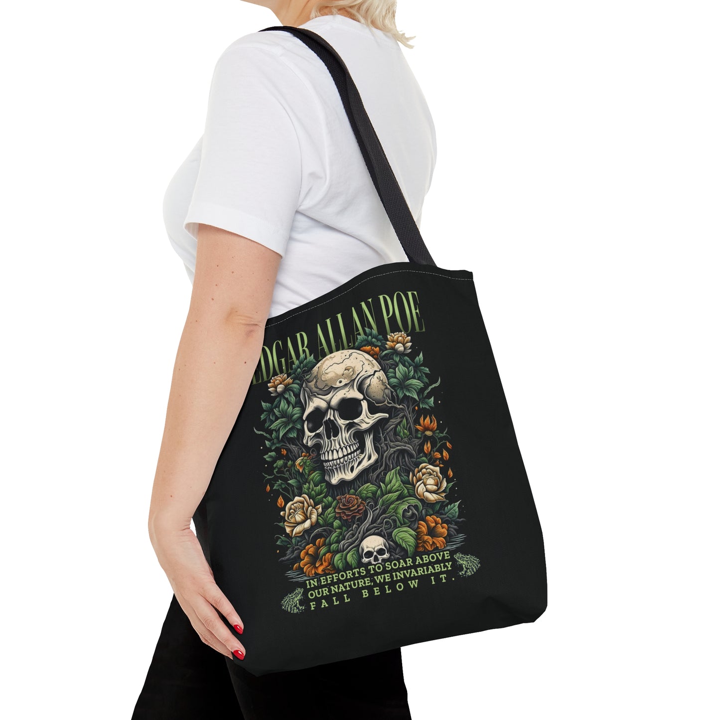 Edgar Allan Poe Tote Bag, Vintage Gothic, Grunge Shoulder Bag, Book, Library, Grocery, Travel Bag, Dark Academia, Bookish, Bookclub Gift, Bags Printify   