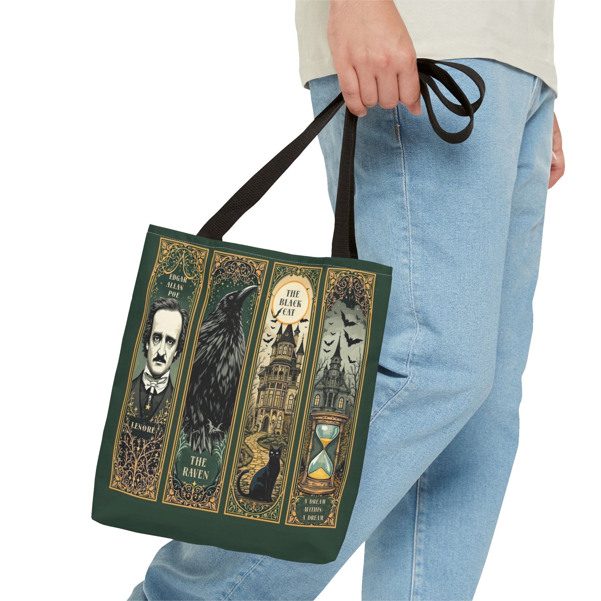 Edgar Allan Poe Tote Bag Gothic Literary Gift for Book Lover Dark Academia Macabre Accessory Halloween Tote Fall School Bag for Poetember Bags Printify