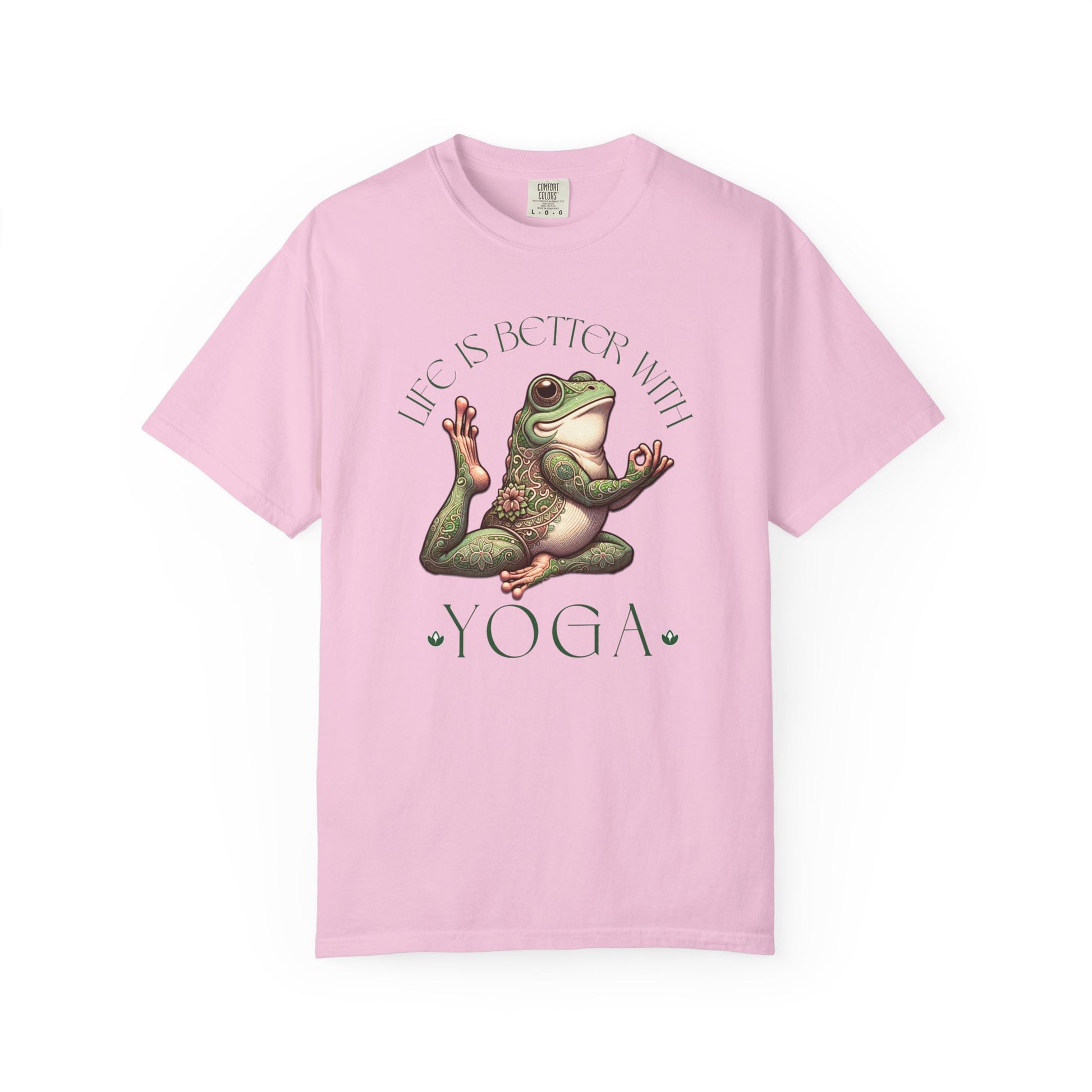 Green Yoga Frog Life Is Better With Yoga Unisex T-Shirt, Casual Wear, Highlander Fan Gift, T-Shirt Printify Blossom S