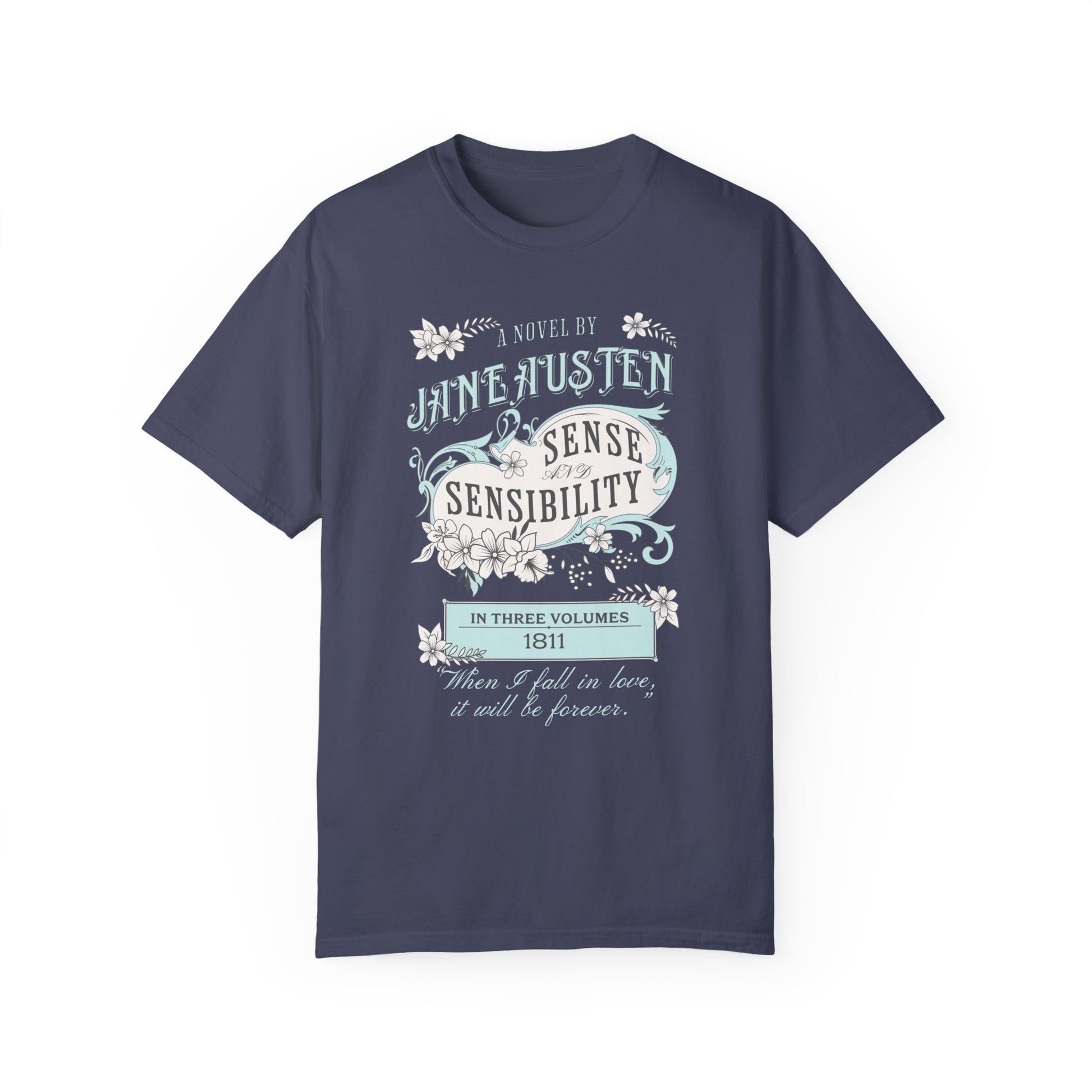 Sense and Sensibility Jane Austen Fan Gift Historical Romance Reader Tee T-Shirt Printify Denim S 