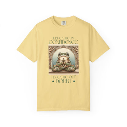 Green Yoga Frog Shirt I Breathe In Confidence And I Breathe Out Doubt Unisex T-Shirt, Casual Wear, Highlander Fan Gift, T-Shirt Printify Butter S