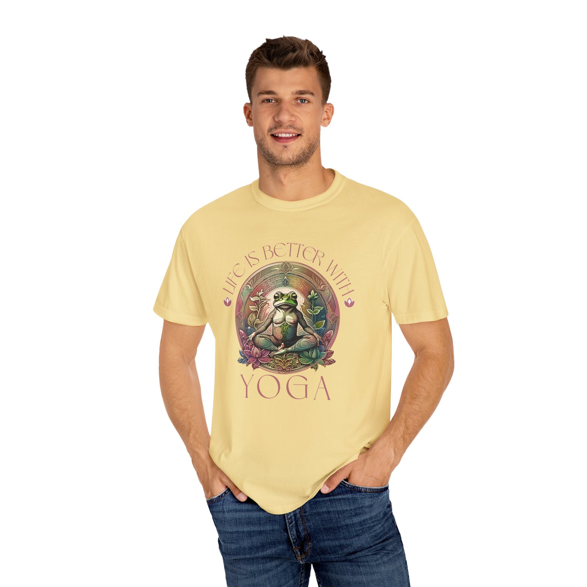 Yoga Frog Life Is Better With Yoga Unisex T-Shirt, Casual Wear, Highlander Fan Gift, T-Shirt Printify