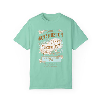 Jane Austen T-Shirt, Sense & Sensibility Historical Romance Comfort Colors Tee, Bookish Literary Jane Austen Fan Art Gift for Her, Readers, T-Shirt Printify Island Reef S 