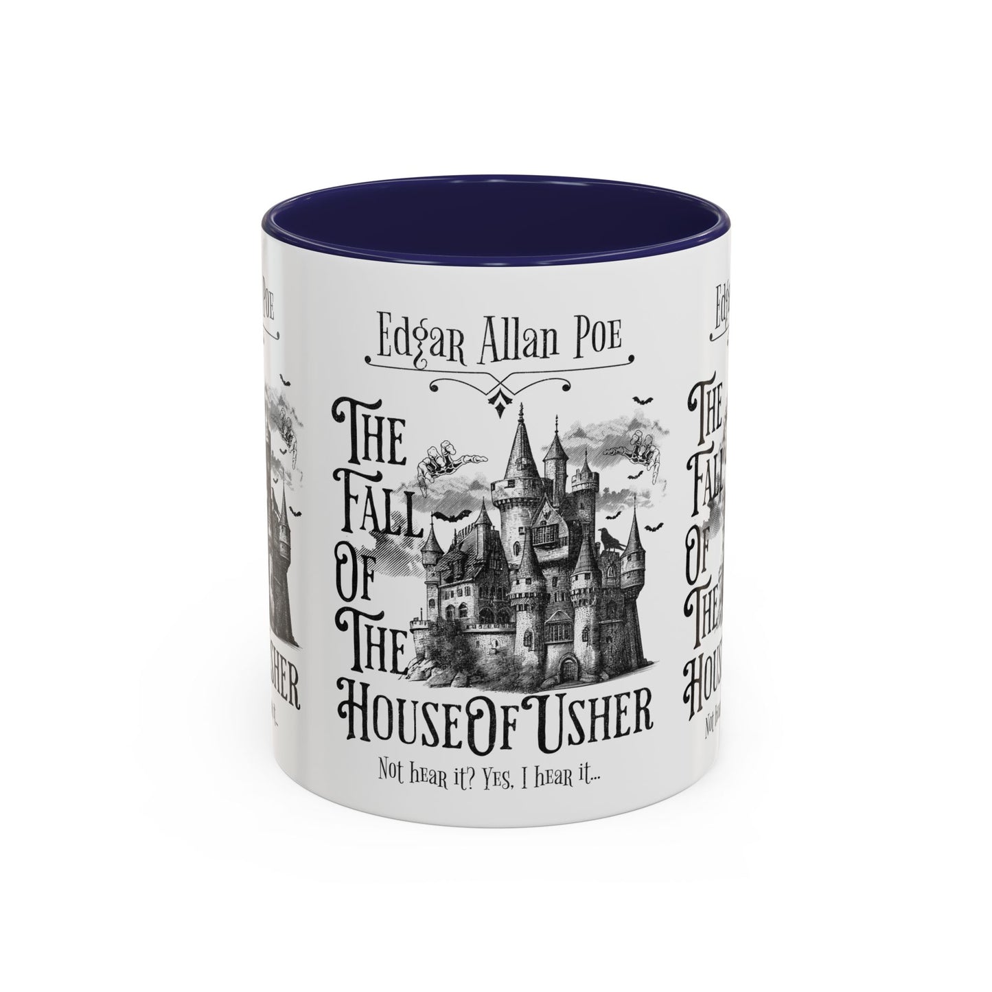 Edgar Allan Poe Coffee Mug,  Fall of the House of Usher, Spooky Halloween Coffee or Tea Mug, Haunting Horror Movie Gift for Halloween Mug Printify 11oz Navy 