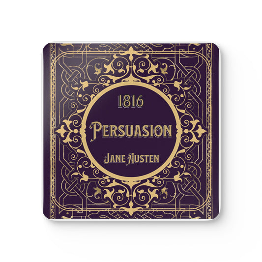 Jane Austen Coffee Mug Coasters, Persuasion Historical Romance Home Decor, Bookish Bookclub Literary Set of 4 Fan Art Gifts For Her Home Decor Printify   