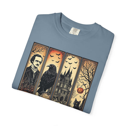 Edgar Allan Poe T-Shirt Gothic Graphic Tee The Raven Nevermore Quote Horror Literature Shirt Dark Academia Aesthetic Halloween Party Gift