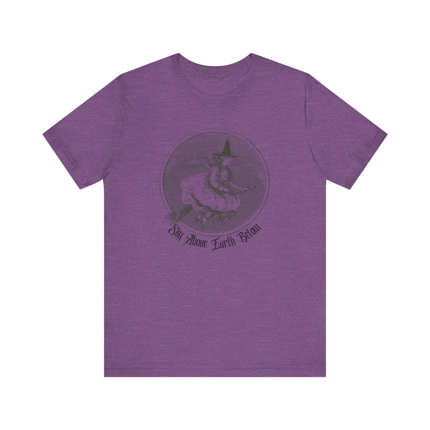 Halloween Vintage Flying Witch TShirt, Spooky Witchy Season Tee, Trick or Treating Shirt, Halloween Party T-Shirt, Salem Witch T Shirt T-Shirt Printify Heather Team Purple XS 