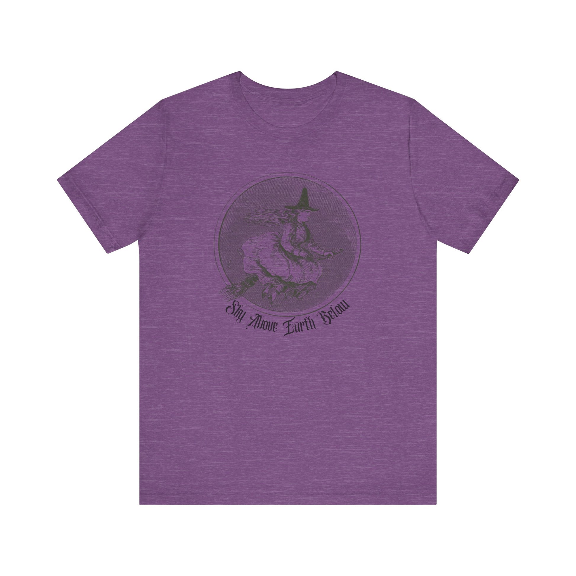 Halloween Vintage Flying Witch TShirt, Spooky Witchy Season Tee, Trick or Treating Shirt, Halloween Party T-Shirt, Salem Witch T Shirt T-Shirt Printify Heather Team Purple XS 