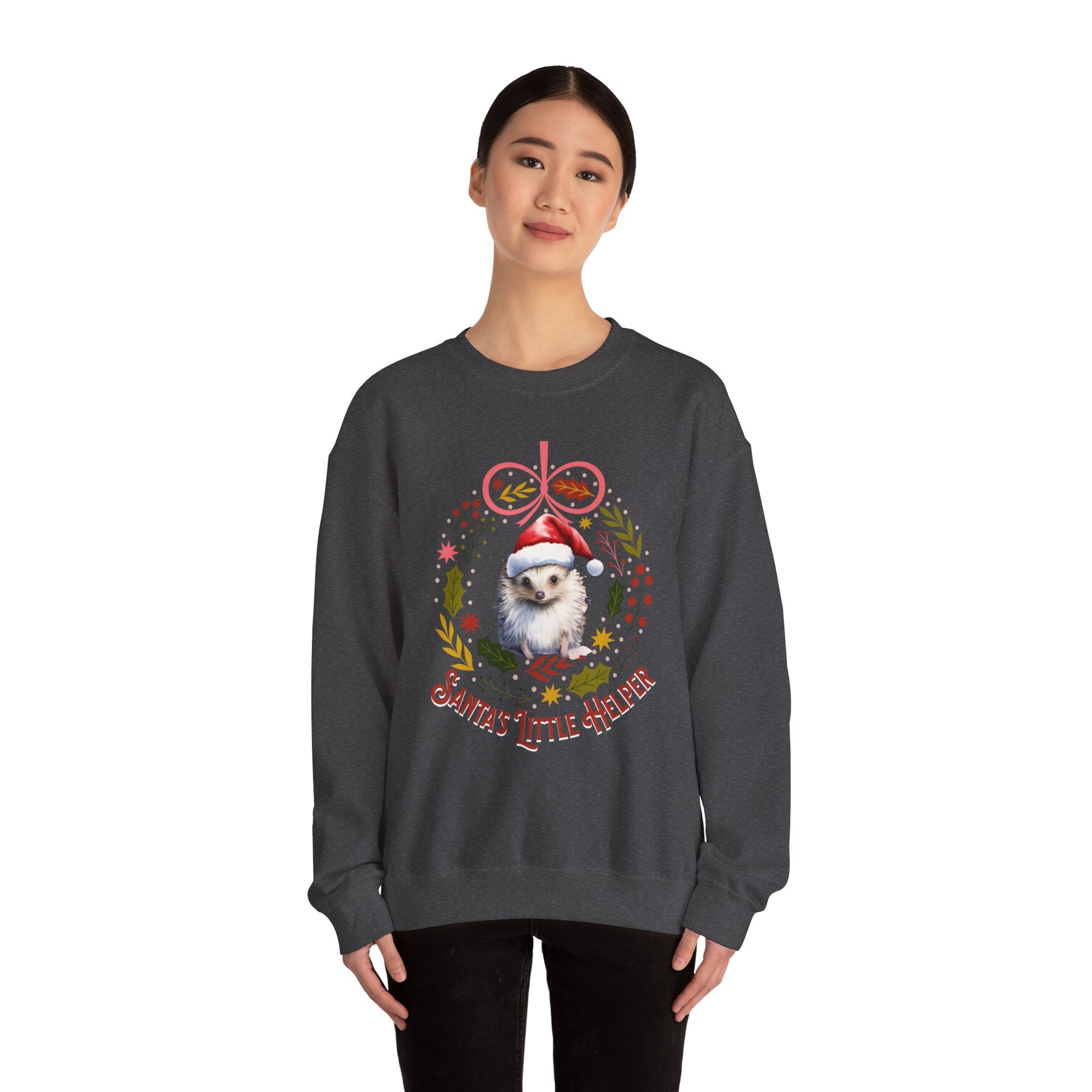 HedgeHog Christmas Sweatshirt, Cute Santa's Little Helper Sweater, Hedgehog Lover Merry Christmas Shirt, Country Christmas Animal Lover Gift Sweatshirt Printify   