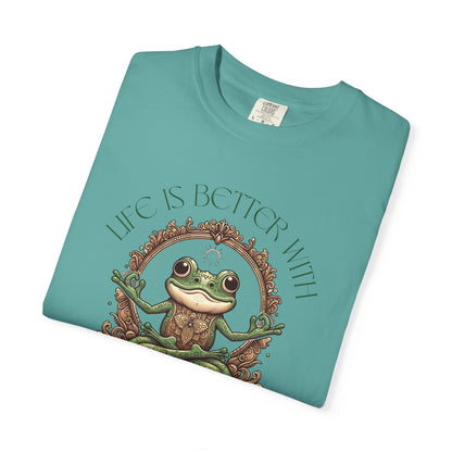 Green Yoga Frog Life Is Better With Yoga Unisex T-Shirt, Casual Wear, Highlander Fan Gift,