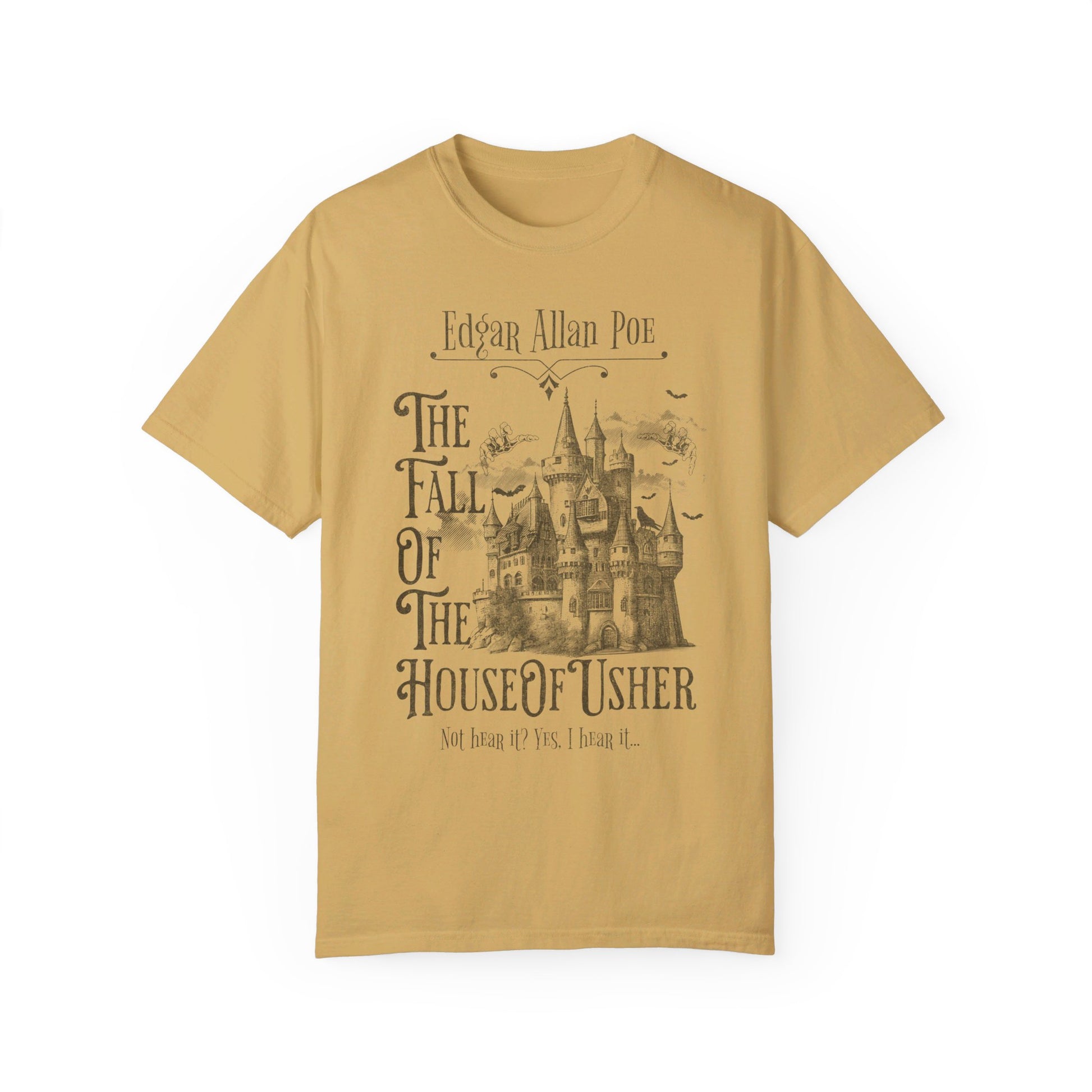 Edgar Allan Poe Shirt, The Fall of the House of Usher Tee, Book Lover Shirt, Halloween, Fall, Gothic, Light Academia, Comfort Colours TShirt T-Shirt Printify Mustard S 