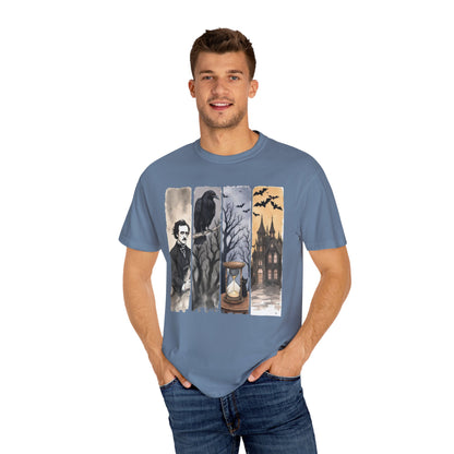 Edgar Allan Poe T-Shirt Gothic Graphic Tee The Raven Nevermore Quote Horror Literature Shirt Dark Academia Aesthetic Halloween Party Gift