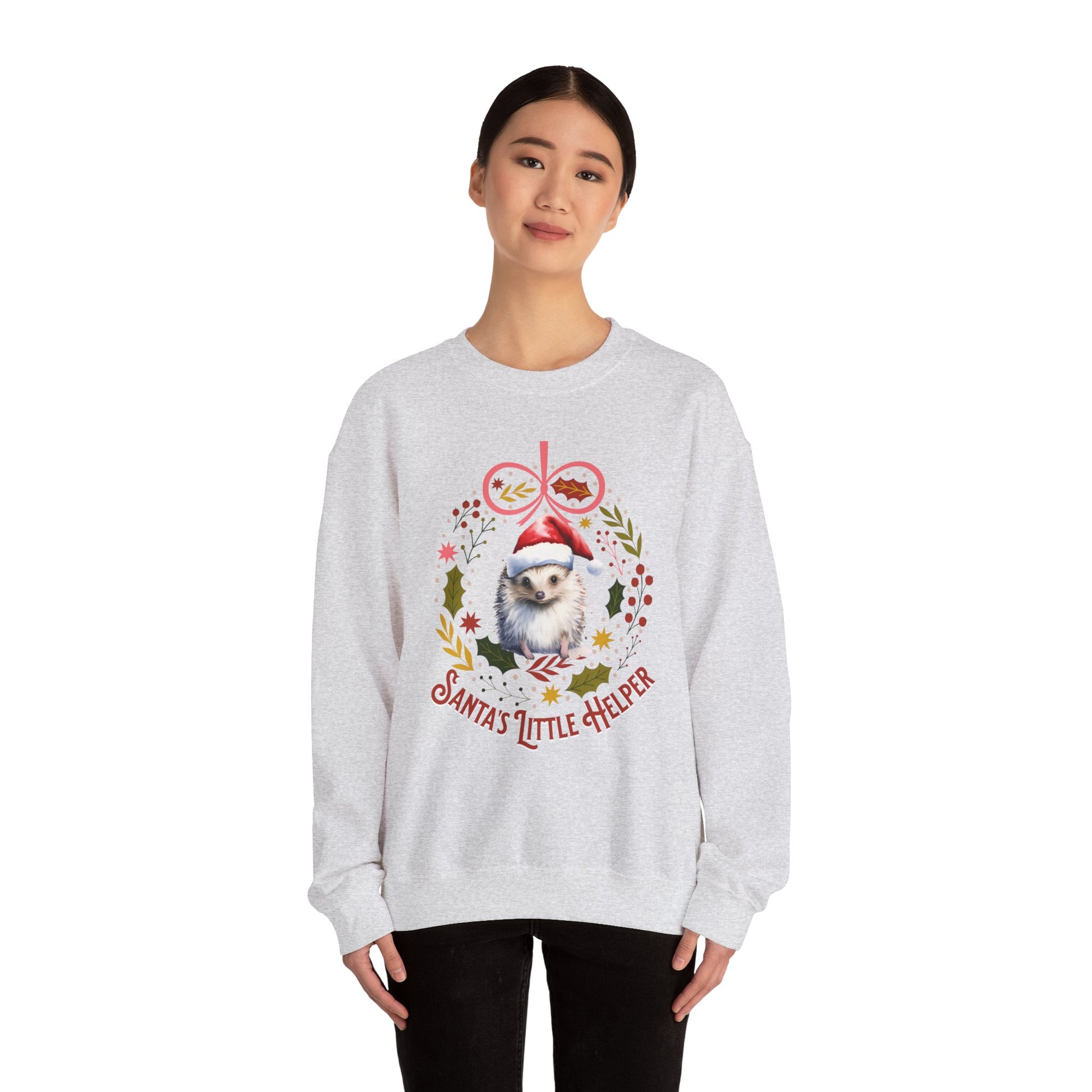 HedgeHog Christmas Sweatshirt, Cute Santa's Little Helper Sweater, Hedgehog Lover Merry Christmas Shirt, Country Christmas Animal Lover Gift Sweatshirt Printify   