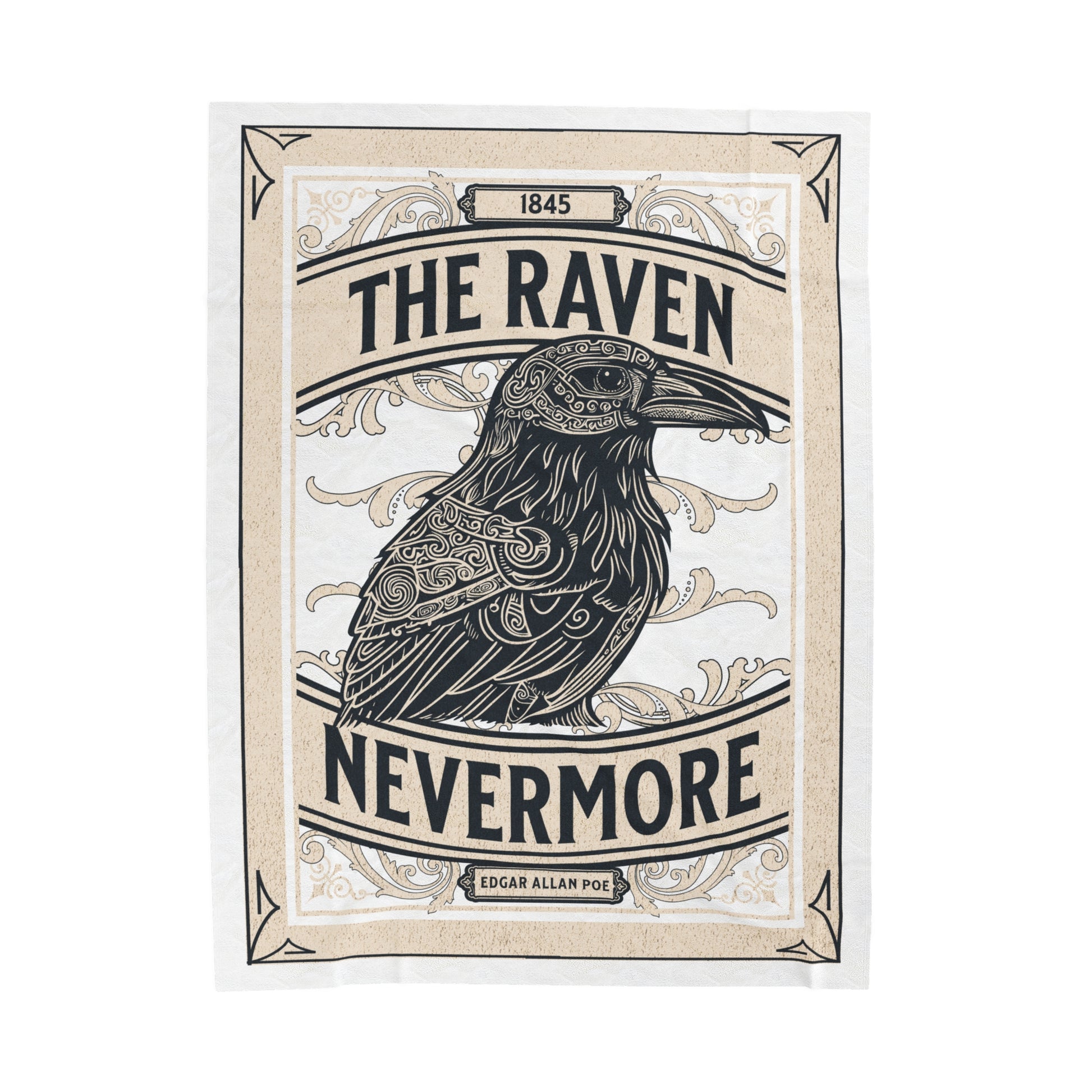 Edgar Allan Poe, Nevermore The Raven Throw Blanket, Book Lover Reading Blanket, Gothic Light, Dark Academia, Horror Movie Watching Blanket All Over Prints Printify 60" × 80"  