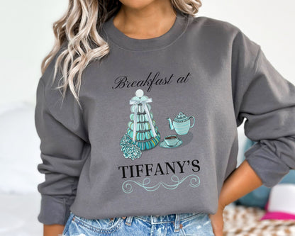 Breakfast at Tiffany's T & Co Sweatshirt , Classic Audrey Crew, Girls Brunching Weekend Sweater, Women's Shirt, Truman Capote Fan Gift Sweatshirt Printify   