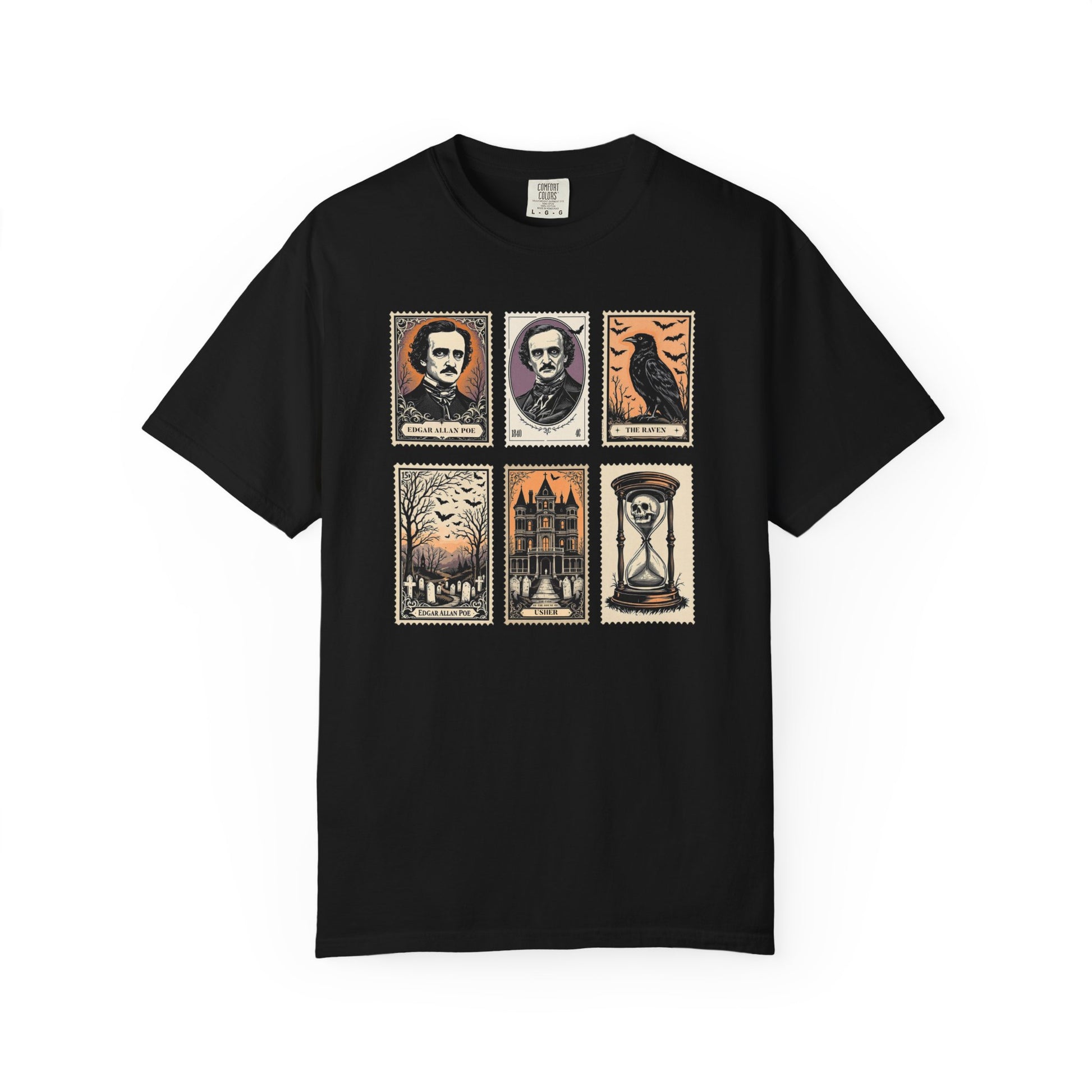 Edgar Allan Poe T-Shirt Gothic Graphic Tee The Raven Nevermore Quote Horror Literature Shirt Dark Academia Aesthetic Halloween Party Gift T-Shirt Printify Black S
