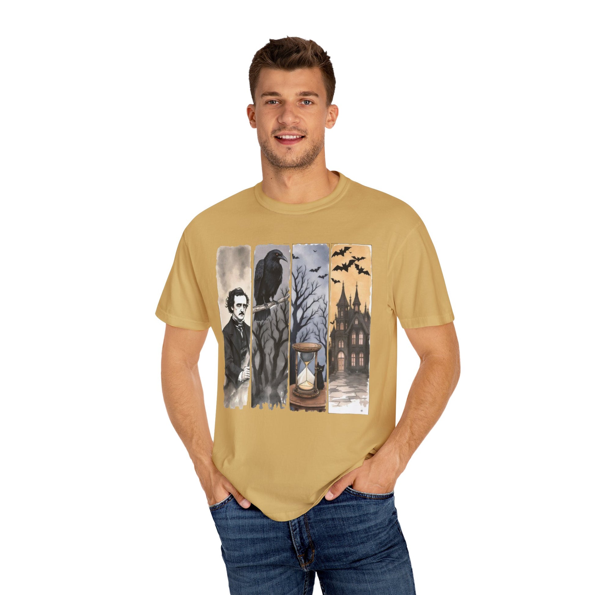 Edgar Allan Poe T-Shirt Gothic Graphic Tee The Raven Nevermore Quote Horror Literature Shirt Dark Academia Aesthetic Halloween Party Gift T-Shirt Printify