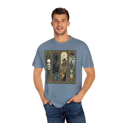 Edgar Allan Poe T-Shirt Gothic Graphic Tee The Raven Nevermore Quote Horror Literature Shirt Dark Academia Aesthetic Halloween Party Gift