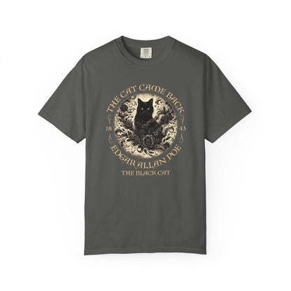 Gothic Cat TShirt Edgar Allan Poe The Black Cat Dark Academia Cottagecore Aesthetic Book Lover Gift Haunting Apparel Halloween Fall Tee T-Shirt Printify Pepper S