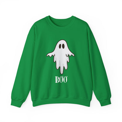 Halloween Ghost Sweatshirt, Cute Ghost Shirt, Spooky Season Sweater, Halloween Party, Autumn or Fall Style Top, Trick or Treating Style, Sweatshirt Printify S Irish Green 