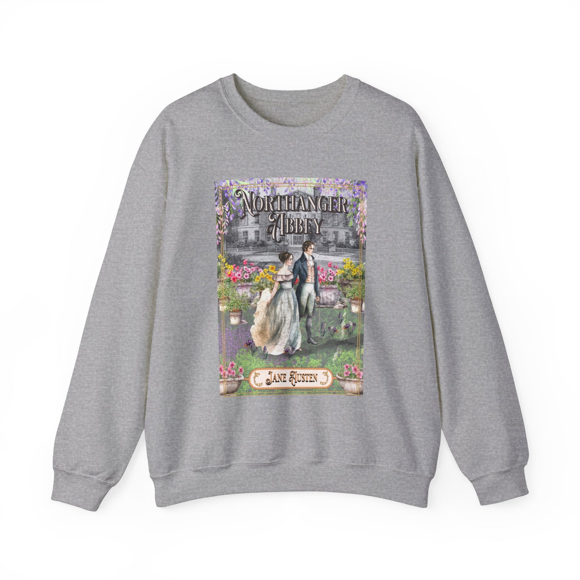 Jane Austen Sweatshirt, Northanger Abbey Historical Romance Sweater, Bookish Literary Jane Austen Fan Art Gift, Gift for Her, Bookclub Shirt Sweatshirt Printify S Sport Grey 