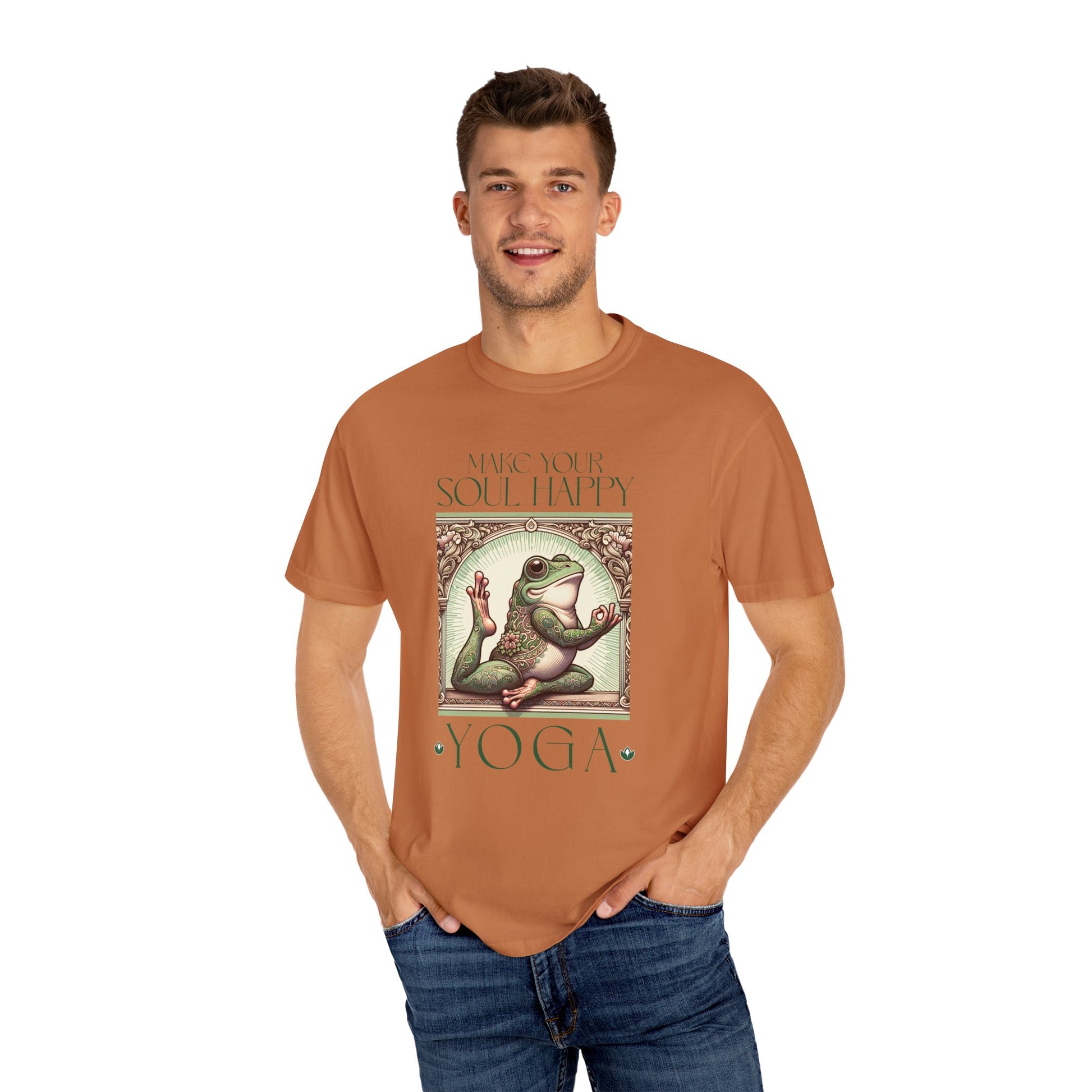 Yoga Frog Make Your Soul Happy Green Unisex T-Shirt, Casual Wear, Highlander Fan Gift, Comfortable Graphic Tee T-Shirt Printify