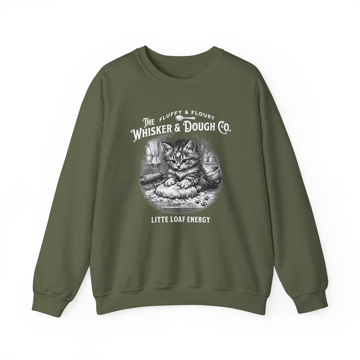 Whisker & Dough Co kitten illustration Sweatshirt | Little Loaf Energy