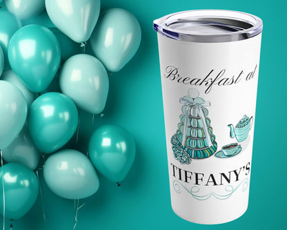 Breakfast at Tiffany's T & Co 20oz Tumbler, Classic Audrey Crew, Girls Brunching Weekend, Holly Golightly Fan Gift For Mom, Book Club Gift Mug Printify   