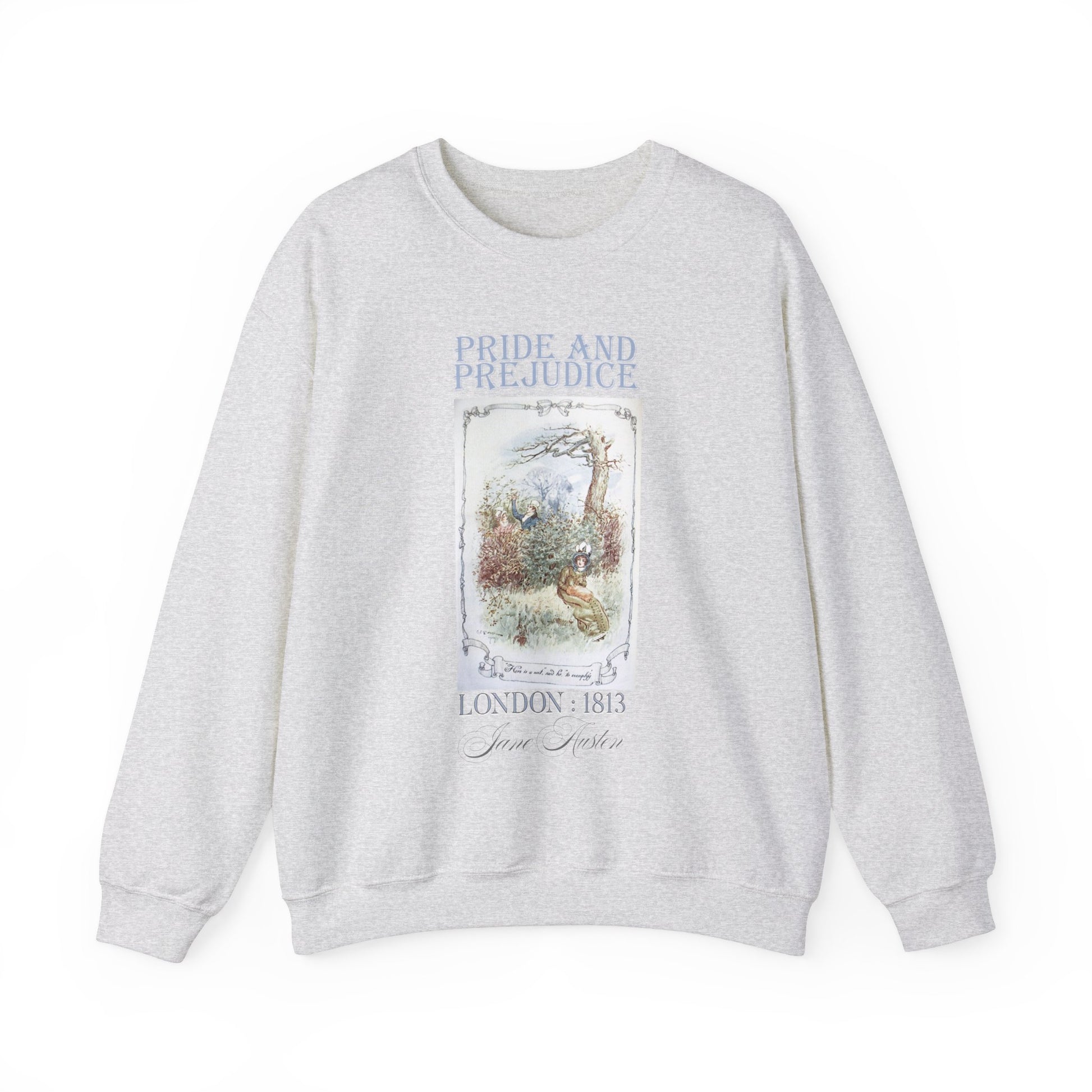 Jane Austen Sweatshirt, Pride & Prejudice Historical Romance Sweater, Bookish Literary Jane Austen Fan Art Gift for Her, Bookclub Shirt Sweatshirt Printify S Ash 