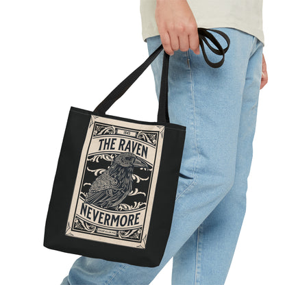 Edgar Allan Poe Tote Bag, The Raven Nevermore Shoulder Bag, Book, Library, Grocery, Travel Bag, Dark Academia, Bookish, Bookclub Gift, Bags Printify   