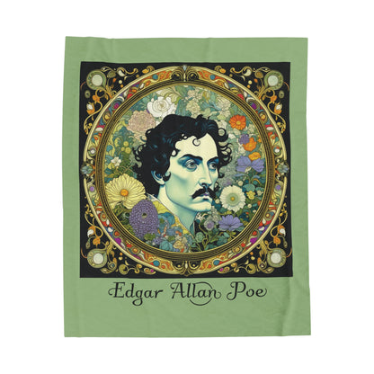 Edgar Allan Poe, Vintage Mucha Floral Throw Blanket, Book Lover Reading, Movie Watching Soft Blanket, Gothic Light, Dark Academia, Fairycore All Over Prints Printify 50" × 60"  