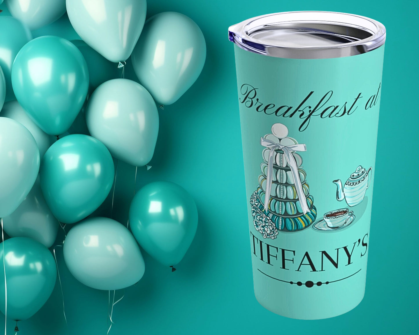 Breakfast at Tiffany's T & Co 20oz Tumbler, Classic Audrey Crew, Girls Brunching Weekend, Holly Golightly Fan Gift For Mom, Book Club Gift Mug Printify   